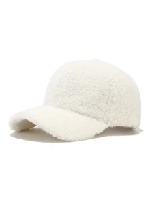 1pc Women's Autumn/Winter Solid Color Plush Baseball Cap, Fashionable Versatile Windproof Warm Baseball Cap Suitable For Daily Wear - Multicolor - View 3