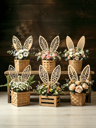2pcs Bunny Ear Flower Stakes, Hollow Decorative Accessories For Garden Potted Plants. Decorate Your Exclusive Private Garden To Calm Your Mind And Bring You Wonderful Relaxing Moments.