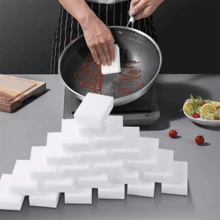 200/100/50pcs Magic Sponge Erasers, White Foam Cleaning Pads, Suitable For Kitchen, Bathroom, Tableware, Furniture, Walls, Ideal For Home Users, Households, Dorms, Multi-Functional Household Cleaning Sponges, Holiday Home Refresh And Seasonal Gift Choice - White - View 11