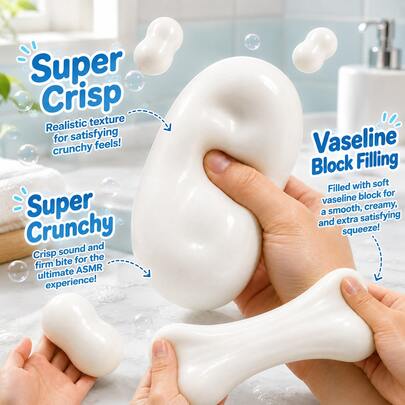 2026 New Crunchy Soap Stress Ball, Soft Squishy Slow Rebound Soap Shaped Stress Relief Squeeze, Crunchy Squeeze, Soft And Cute, Creamy Soft Touch Fingertip, ASMR Sensory Anti-Stress Holiday Gift, Creative Surprise, Perfect Gift - Back To School