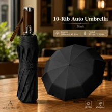 Guarda-chuva Automático à Prova de Vento com 10 Varas, Proteção UV UPF50+, Guarda-chuva Dobrável Grande e Portátil para Chuva e Sol, Unissex, Presente de Moda para Viagens de Negócios - Guarda-chuva dobrável de dez varetas - Visão 12