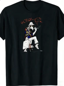 Men's Fear And Loathing In Las Vegas T-Shirt - Iconic Film Art Design With Legendary Characters, Loose Fit Crew Neck, Sizes S-5XL, Classic Cult Tee - Black - View 8