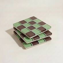 3pcs Vintage Colorful Mosaic Checkered Glass Square Coasters, Waterproof Heat Resistant Non-Slip Drink Cup Mats, Retro Table Decor Accessories For Cafe Kitchen Dining Room, Ideal Housewarming Gift For Coffee & Tea Lovers - Multicolor - View 11