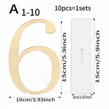 10pcs Gold Wedding Table Numbers, 1-10 Acrylic Gold Mirror Table Signs With Protective Film, Suitable For Wedding Banquet, Party, Birthday, Anniversary Event Decoration - Multicolor - View 3