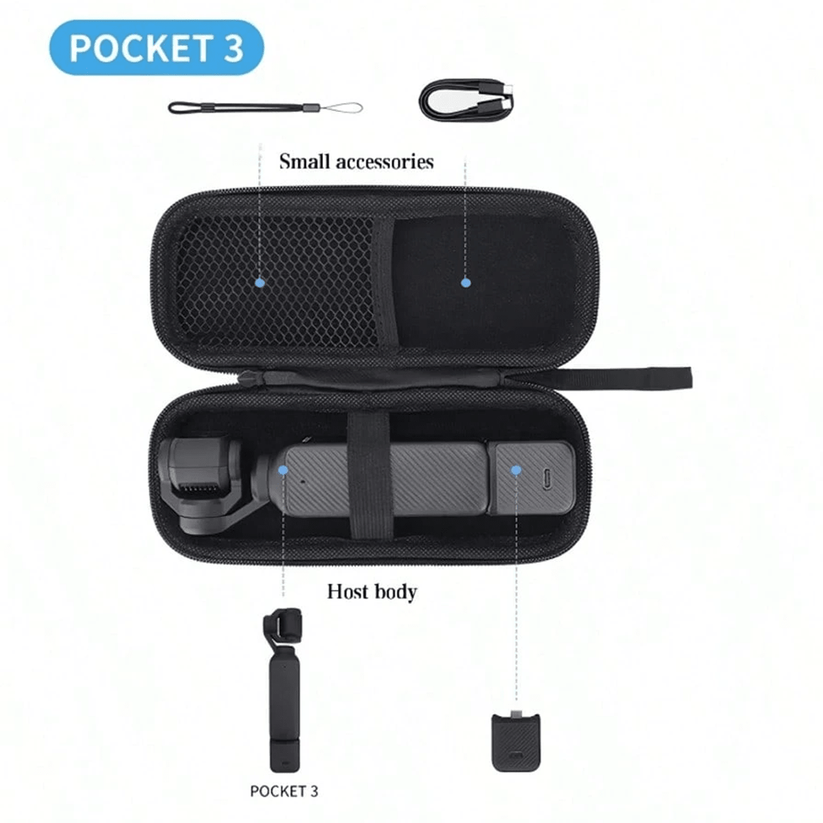 Suitable For Pocket 3/4 Body Storage Bag, Pressure-Resistant, Drop-Proof, Waterproof Mini Portable Handbag, Pocket 3/4 Action Camera Storage Box, EVA Hard Camera Case, Sports Camera Accessories - View 5
