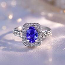 Klaudinni Rectangular Purple Stone Engagement Ring - Violet Purple - View 3