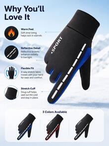 Winter Fleece Touchscreen Gloves, Unisex, Windproof, Waterproof, Warm, Anti-Slip Grip, Suitable For Driving, Cycling, Commuting And Outdoor Activities - Multicolor - View 10