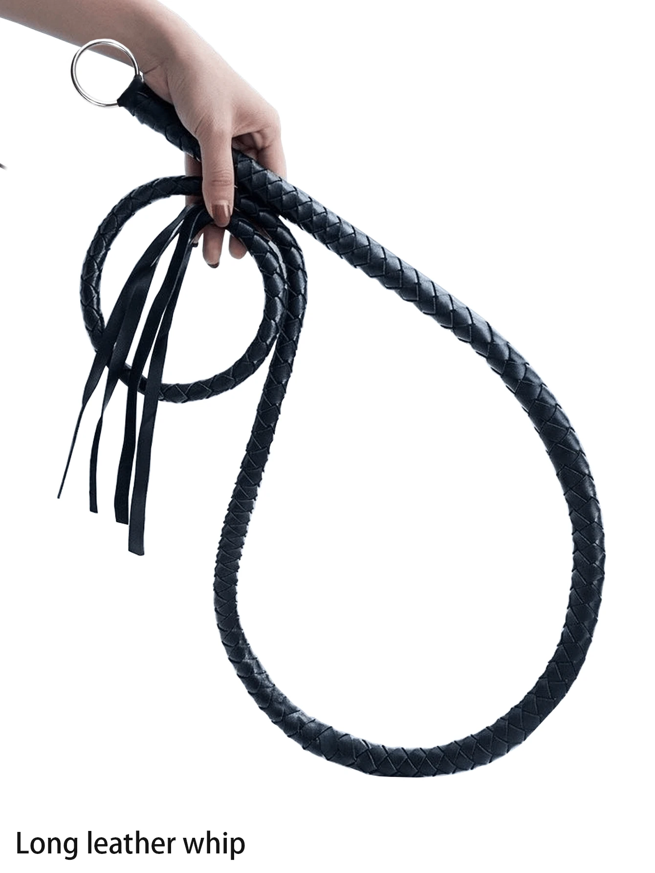 140cm/55in Leather Whip – Long BDSM Flogger, Bondage Whip For Couples, Fetish Roleplay Accessory, Adult Bedroom Toy, Sensory Play, Spanking Whip, Long Tail Whip, BDSM Accessories, Couple Games, Erotic Flogger For Intimate Play - 140cm/55in - View 1