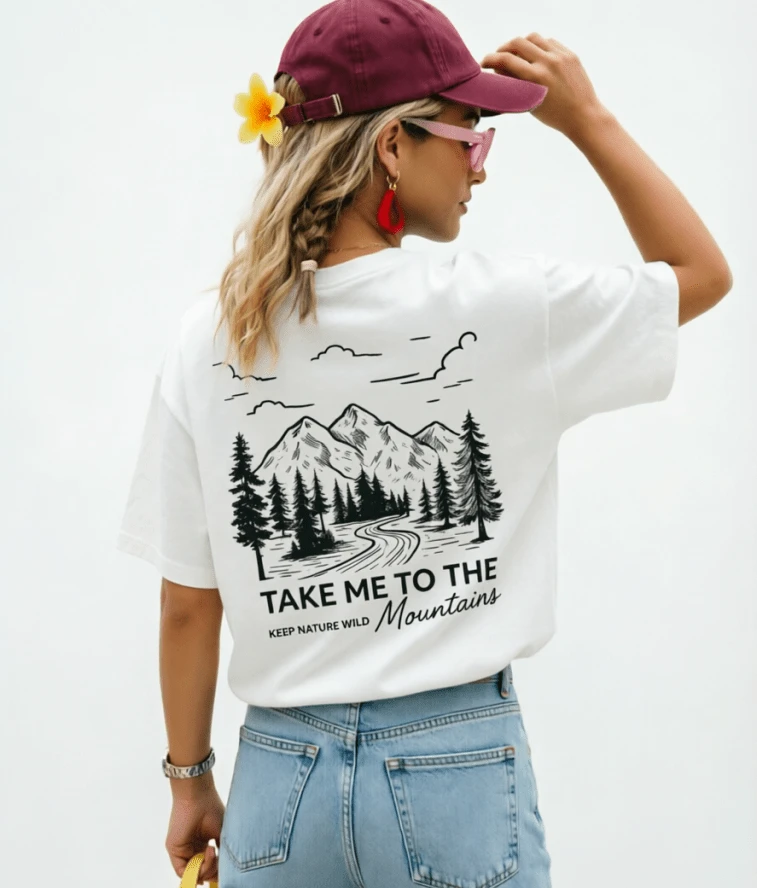 T-Shirt mit Grafikdruck, lässiges Kurzarm-Oberteil mit Rundhalsausschnitt für Sommer & Frühling, Damenbekleidung - Weiss - Übersicht 1