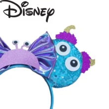 Disney Monsters Inc 紫色幻彩蝴蝶結米妮耳朵頭箍，Mike Sulley 怪獸造型，適合主題樂園與萬聖節 - 彩色 - 查看 4