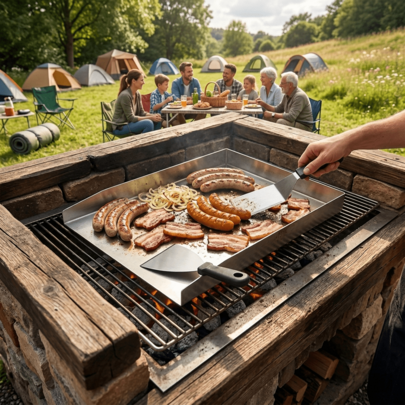 Stalowa płyta grillowa BBQ, kompatybilna z grillami gazowymi, uniwersalna płaska płyta grillowa, odpowiednia do grilli gazowych i węglowych, idealna do grillowania na zewnątrz
