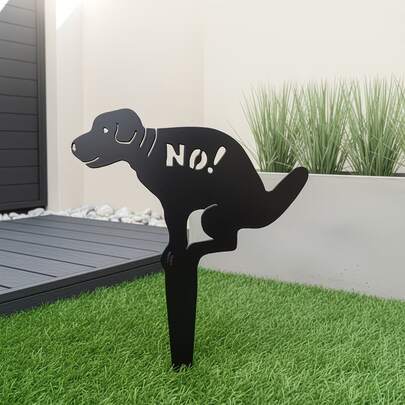 1pc 2D Flat Black Dog Acrylic Sign Lawn Sculpture Garden Farm Decor Christmas Ground Insert No Poop Dog, Yard Decoration, Garden Decoration