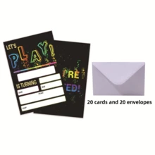 Colorful Fillable Party Invitation Set With Matching Envelopes, Black Confetti Design Blank Invite Cards For Birthday Bash Game Party Reunion Decor - A - View 10