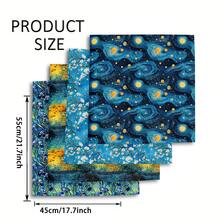 4 Pcs Set Van Gogh Art Print Fabric - (55x45cm/25x25cm) Pre-Cut Polyester Fabric With Starry Night, Almond Blossom & Iris Patterns - Suitable For DIY Sewing, Scrapbooking, Tablecloths And Crafts - Van Gogh - View 9