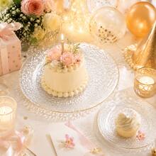 50/25/20/10pcs Transparent Gold Rim Plates/Trays Set, 7.5 Inch/10.25 Inch Reusable Plates, Food Trays, Fruit And Snack Platters, Dessert And Salad Plates, Cheese And Candy Trays, Multi-Purpose Tableware For Parties, Weddings, Birthdays, Picnics, Holiday Events, Easy To Clean, Suitable For Elegant Home And Event Table Settings., Party Dinner Plate - View 11