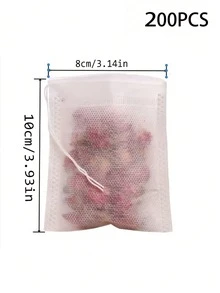 2 Packs 100pcs Disposable Tea Bags Filter Pouches, Heat-Sealed With String, Non-Woven Fabric Spice Filter Bags - Transparent - View 19