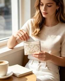 Kate Spade Dompet Kartu, Dompet Koin, dan Dompet Saku Depan Wanita Bentuk Bunga Sekop yang Ringkas dan Tipis - Aprikot - View 2
