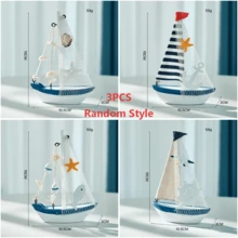 1件海洋風貝殼裂紋船飾品，創意木製帆船模型小擺飾，創意手工船，工藝裝飾，桌面裝飾，家居裝飾，適合臥室 - 彩色 - 查看 26