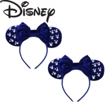 Disney Navy Blue Velvet Pearl Minnie Ears Headband, Classic Bow Pearl Hairband For Daily Park Travel - Multicolor - View 4