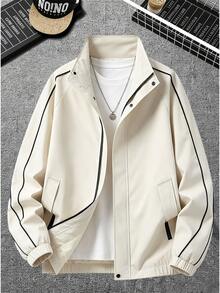 Modcrash Men's Outdoor Casual Plus Size Jacket, Autumn/Winter Woven Long Sleeve Outerwear - White - View 5