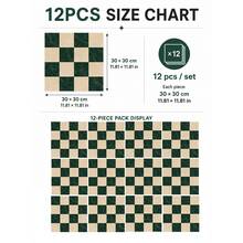 SUPSTICKER 亮面格紋自黏防濺貼紙 12入 11.81英吋 防水 2D 廚房牆面貼紙 - 藍綠紅 - 查看 12