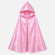 Capa Infantil Princesa Rosa Glitter Rapunzel Realeza com Capuz Meninas Lantejoulas Elza Frozen Aurora Aniversário - Rosa Bebê - Visão 7