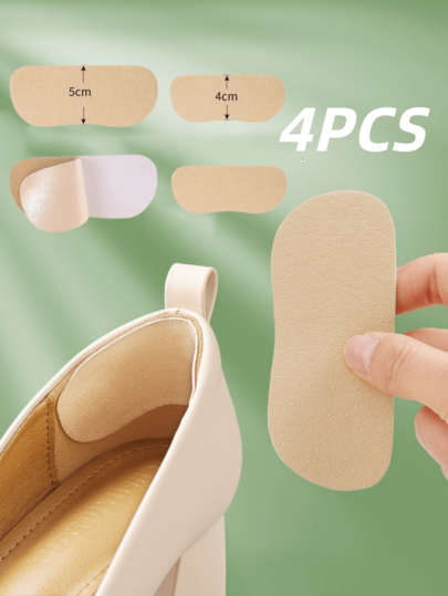 QKC 4pcs High Heel Heel Protectors, Thin Leather Heel Pads, New Shoe Anti-Friction Pads, For Shoe Inner Side