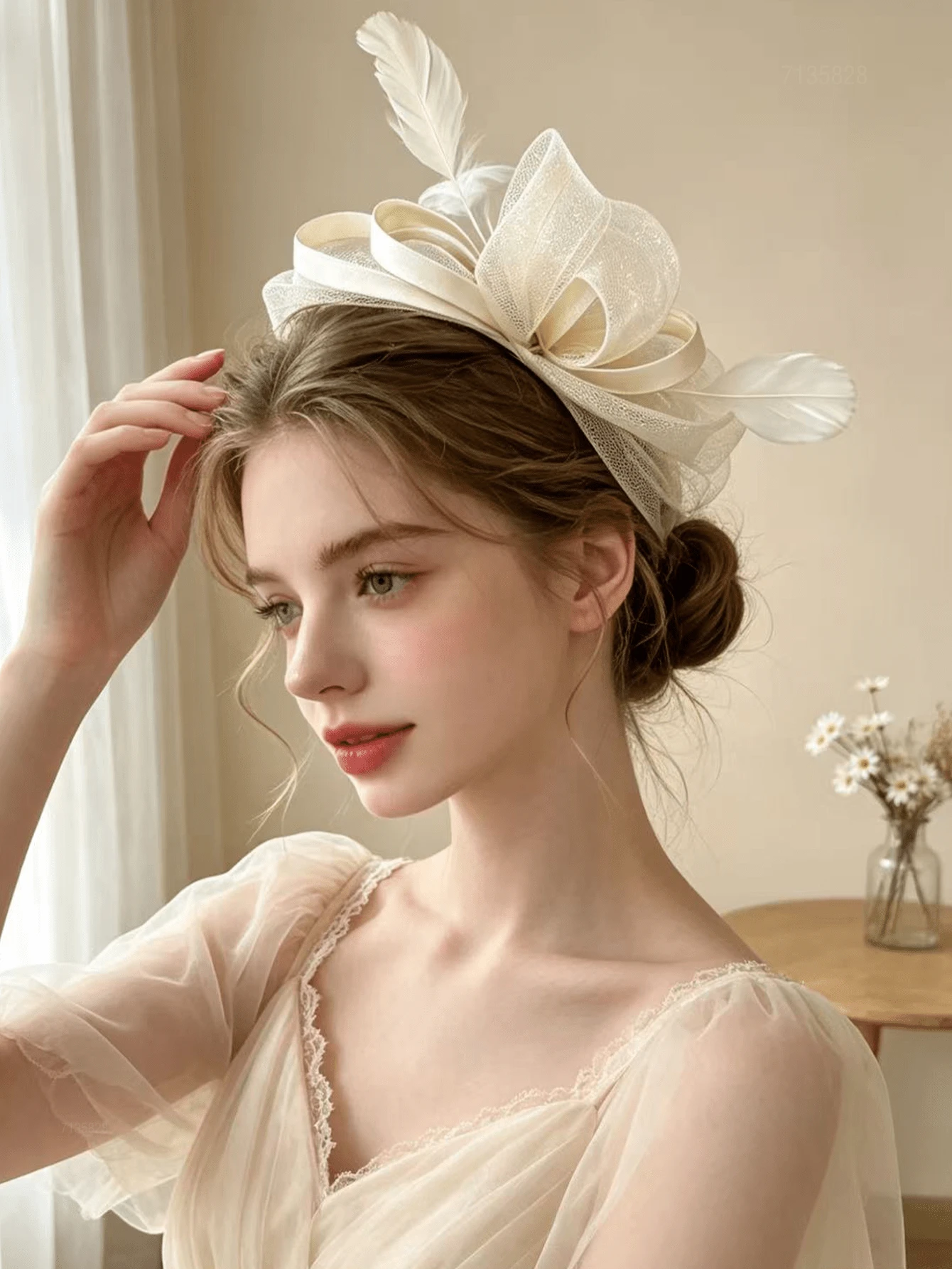 1pc Women's Cute Fashion Solid Color Hair Accessory Headpiece, Suitable For Tea Party, Evening Party, Kentucky Derby Style, Bride, Wedding, Party, Racetrack Floral Headpiece, Vintage Brighton Felt Hat Beret, Church Hat, 1940s Dress, Victorian Mini Top Hat, Lolita Style Accessory, Holiday Essential Headpiece - Champagne - View 1