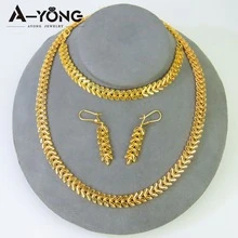 Luxury Dubai Wedding Jewelry Set 24K Gold Plated Omani Bride Tassel Necklace Bracelet Earrings Arabic Muslim Women Vintage Accessories - 3pcs Jewelry Set - View 8