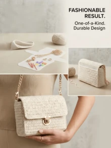 1 Set Small Handbag Crochet DIY Kit, Handmade Crochet, Suitable For Beginners To Start Crochet DIY Bag, Creative Handmade Gift, Back To School Essential - Multicolor - View 12