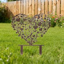 1pc Elegant Heart-Shaped Acrylic Garden Stake Sculpture - Vintage Farmhouse Outdoor/Indoor Decor, With Heart Shape, Easy To Install Ground Stake, Suitable For Lawn, Patio, Home - Ideal Housewarming Gift, Wedding Gift, Christmas, Halloween - A - View 3