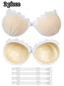 Sexy Lace Breast Petals Bras Invisible Strapless Silicone Breast Lift Tape Bra For Women - Multicolor - View 22