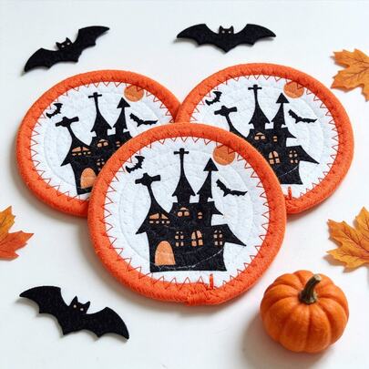 Crocheted Pumpkin Coasters - Handmade, Perfect For Halloween And Fall Home Decor, Versatile Table Accessory And Gift, Halloween Table Decoration.