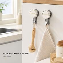 1pc Vacuum Suction Cup Hook, Heavy Duty Strong No-Drill Wall Mount Rack, Reusable Traceless Waterproof Adhesive Hook, Suitable For Bathroom, Shower, Kitchen, Door, Towel, Coat, Bag And Bath Ball Storage, Space-Saving Home Storage Rack, Dorm And Home Accessories - Multicolor - View 5