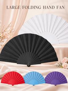 Large Folding Hand Fan, 43cm/16.93in Wide Portable Plastic Frame Dance Fan, Lightweight Foldable Cooling Accessory, Suitable For Men And Women, Black, White Or Random Mixed Color Optional, 1, 2, 3, 5 Or 10pcs, Suitable For Parties, Weddings, Performance Costumes, Events - Multicolor - View 7