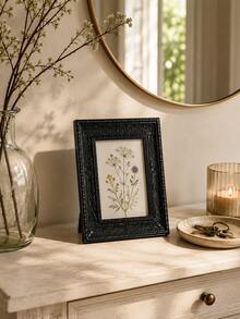Vintage Black Picture Frame, Ornate Baroque Style Photo Frame With Floral Relief Details, Antique Style Desktop Display Stand, Suitable For Family Photos, Portraits And Art Prints, Gothic Decor, Suitable For Desk, Bookshelf, Mantel, Study, Library And Office - New - View 2