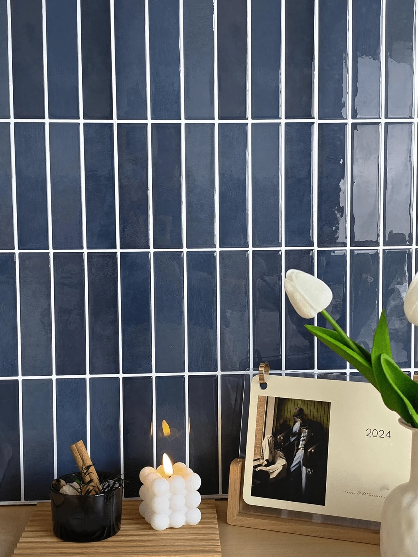 5/10/20pcs Self-Adhesive Peel And Stick 3D Vinyl Wall Tiles, Kitchen Bathroom Wall Splash-Proof Stickers, Blue - O - View 1