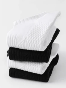 5/1 Pasang Kaos Kaki Pendek Musim Panas Warna Polos, Kaos Kaki Putih Sederhana, Nyaman, dan Bernapas, Cocok untuk Olahraga dan Pakaian Kasual, Unisex - MultiWarna - View 5