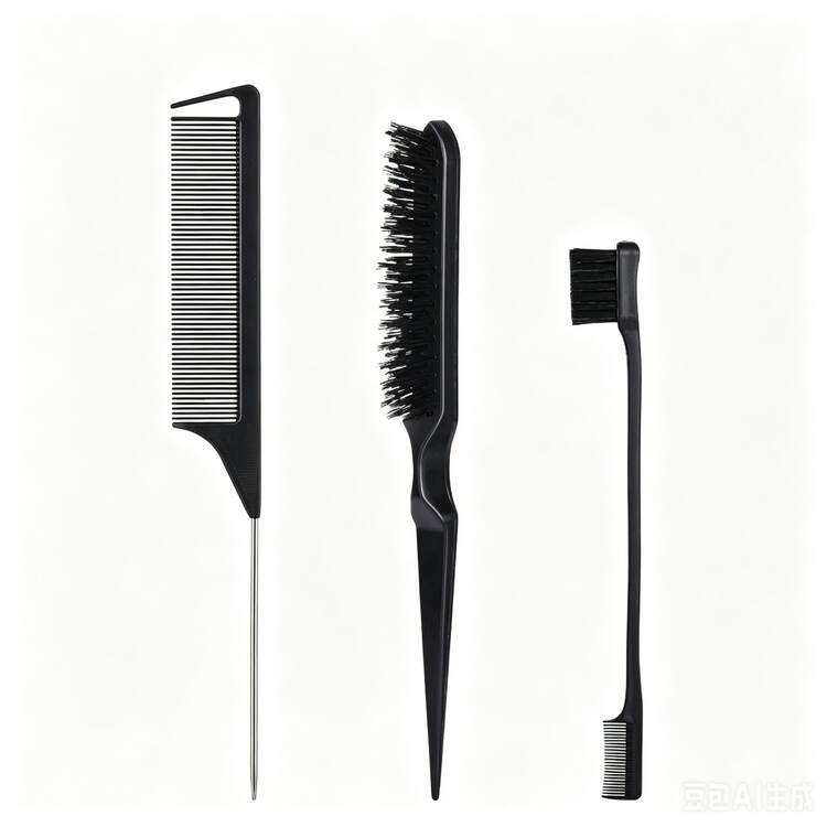 Hair Styling Brush, Detangling Hair Brush For Curly Wavy Straight Hair, Wet Dry Brush With Flexible Pins, Pointed Tail Comb For Sectioning And Daily Styling - Comb Set - View 14