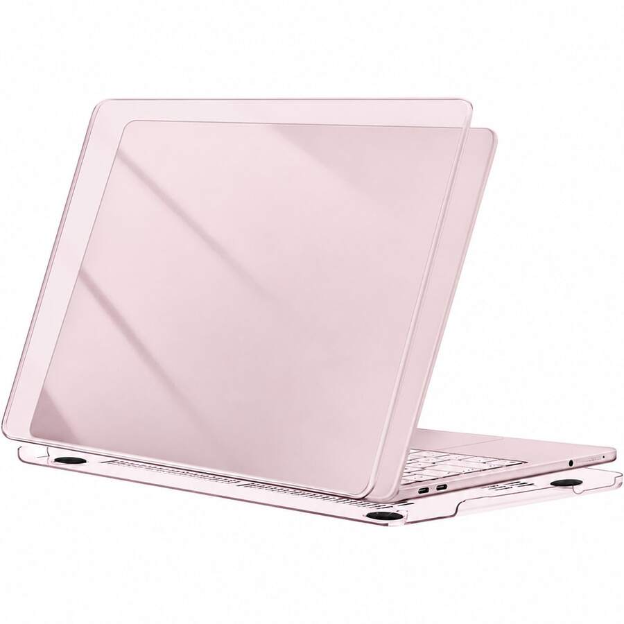 2件組粉色透明硬殼筆電保護殼，適用Macbook所有機型，防刮透明塑料保護蓋，適合13 14 15 16吋Air Pro M1 M2 M3