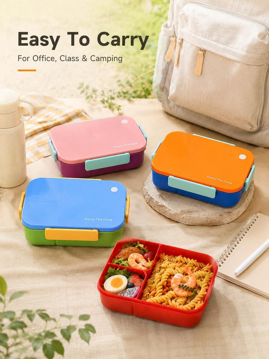 1個微波爐分隔食物容器，防漏餐盒附蓋，便攜式便當盒，食物儲存容器，防漏餐盒，開學、上班、露營、野餐、學習、廚房收納、廚房配件、學校用品 - 彩色 - 查看 1