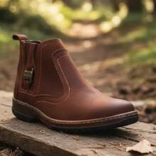 Bota Casual Social Masculina Marca Campolina Botina Couro Nobuck Legítimo Marrom Estilo Casual Social Cidade Fazenda Agro Agronegocio Solado Costurado Modelo 1020 - Marrom - Visão 12