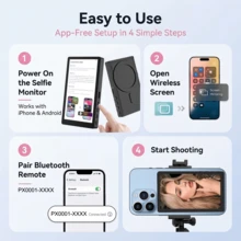 Portable Magnetic Rear Camera Selfie Monitor For Smartphone, HD Vlog Viewing Screen With Wireless Ring Remote, USB And Battery Dual Power, Smartphone Video Recording Tool, Valentine's Day Gift For Selfie And Live Streaming Enthusiasts - Multi-color Silent Version - View 10
