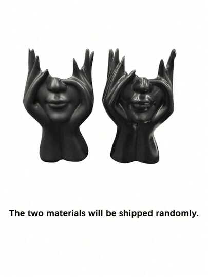 1pc Handmade Creative Human Body Art Makeup Brush Holder, Unique Human Body Art Design, Desktop Makeup Brush Storage Box, Decorative Resin Material, Handmade Desktop Or Bathroom Cosmetic Storage Box, Back To School Storage Supplies