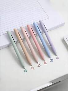 6Pcs Retractable Ballpoint Pen,Neutral Pen Set,0.5mm Fine Point Quick Dry Smooth Writing Pastel Ink Pens, Aesthetic Cute Journaling Note Taking School Office Stationery Supplies For Adult,Essential For Starting School And Office,Best Gift For Friend. - Ballpoint Pen - View 1