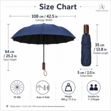 Guarda-chuva Automático à Prova de Vento com 10 Varas, Proteção UV UPF50+, Guarda-chuva Dobrável Grande e Portátil para Chuva e Sol, Unissex, Presente de Moda para Viagens de Negócios - Guarda-chuva dobrável de dez varetas - Visão 3