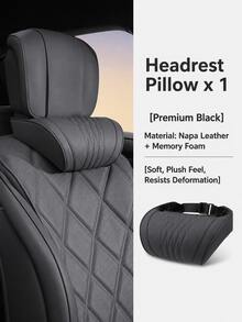 Luxury Nappa Leather Car Neck Pillow And Seat Cushion, Breathable Car Headrest Lumbar Support Pad, Exquisite Embroidered Design, Memory Foam Ergonomic Support, With Breathable Perforated Design, All-Season Car Interior Decor Accessories - A - View 16