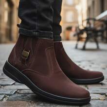 Bota Casual Social Masculina Marca Campolina Botina Couro Nobuck Legítimo Marrom Estilo Casual Social Cidade Fazenda Agro Agronegocio Solado Costurado Modelo 1020 - Marrom - Visão 5