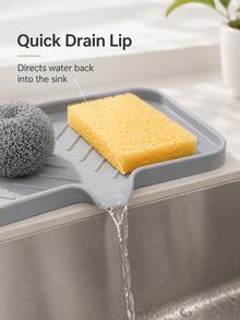 Silicone Sink Drain Tray With Drainage Hole, Soap And Sponge Storage Rack, Countertop Sink Brush And Soap Organizer, Kitchen Storage And Organization Rack - Multicolor - View 3