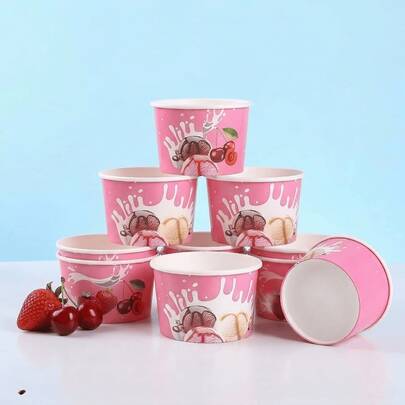 50PCS Pink Ice Cream Bowls, Dessert Bowls, Durable Pink Paper Bowls, Suitable For Cold And Hot Food, Perfect For Parties, Afternoon Tea, Company Team Building, Daily Meals, Birthdays, Camping, Picnics, Weddings, Friends Gatherings And Other Outdoor Activities